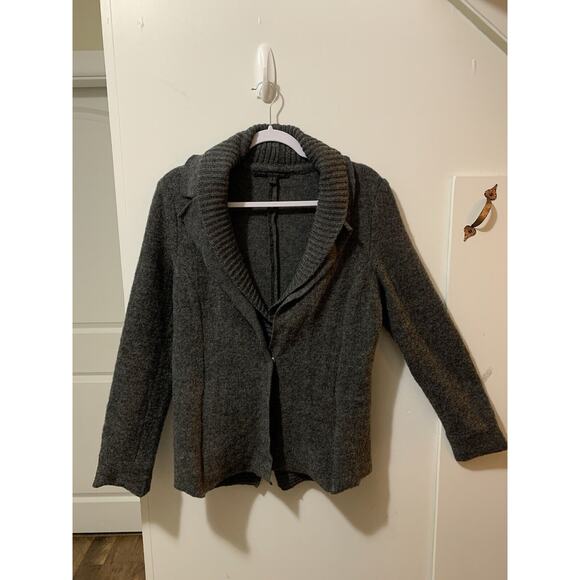 Katherine Barclay Womens Wool Blazer Sz S Gray Button Layer Belt Cardigan Career - Picture 1 of 16